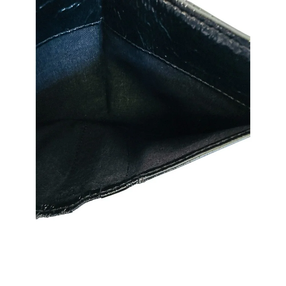 See By Chloe Black Leather  Zip Around Compact Wallet 6 Card Holder Snap Closure